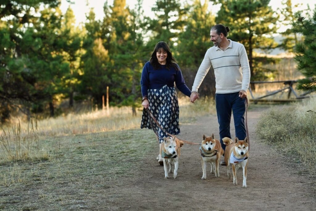 Family dog walk in Denver